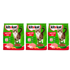 Сухой корм для кошек Kitekat Мясной пир 3 шт по 350 гр
