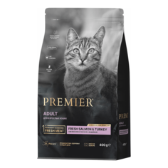 Сухой корм для кошек Premier Cat Salmon&Turkey Adult Свежее филе лосося с индейкой, 400 г
