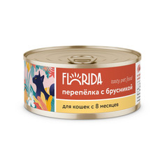 Влажный корм для взрослых кошек Florida с перепелом и брусникой - 100 г x 24 шт
