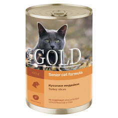 Влажный корм для пожилых кошек Nero Gold с индейкой, кусочки - 415 г х 12 шт