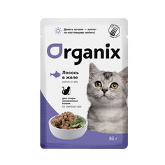 Влажный корм для стерилизованных кошек Organix с лососем в желе - 85 г x 25 шт
