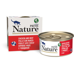 Влажный корм для взрослых кошек PRIME NATURE с курицей и говядиной, бульон - 85 г x 24 шт P.R.I.M.E.