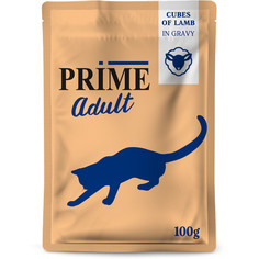 Влажный корм для взрослых кошек PRIME с ягненком, кусочки в бульоне - 100 г х 24 шт P.R.I.M.E.