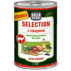 Влажный корм для взрослых кошек Solid Natura Selection с говядиной - 340 г х 12 шт