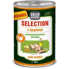 Влажный корм для взрослых кошек Solid Natura Selection с индейкой - 340 г х 12 шт