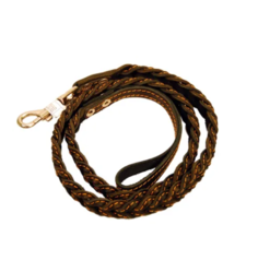 Поводок Зоотехнология-м 00846 кожаный, плетёный в виде косы, 140 см