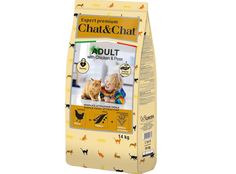 Сухой корм Chat & Chat для взрослых кошек, с курицей и горохом, 14 кг Chat&Chat