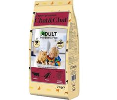 Сухой корм Chat & Chat для взрослых кошек, с говядиной и горохом, 2 кг Chat&Chat