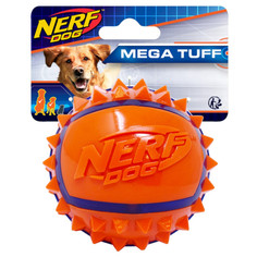 Игрушка для собак NERF Мяч с шипам, синий, оранжевый - 9 см