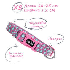 Ошейник для собак Doog Luna, розовый с каплями, XS, 14-25см