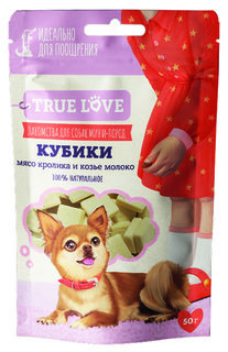 Лакомство для собак TRUE LOVE Кубики из мяса кролика и козьего молока, 30шт по 50г Green Qzin