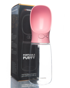 Дорожная поилка для собак Tenberg Portable Puppy, Pink, 550 мл