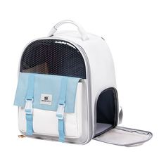 Рюкзак-переноска для кошек и собак, Bentfores, 32 х 40 х 24 см, голубой/светло-серый