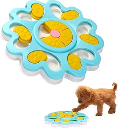 Игрушка-головоломка для медленного поедания для щенков, Bentfores, желтый, голубой, белый