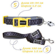 Ошейник для собак DOOG Odie, серо - желтый, S, 23-34см,120х1.5см