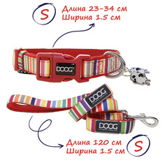 Ошейник для собак DOOG Scooby, красный, S, 23-34см, 120х1.5см