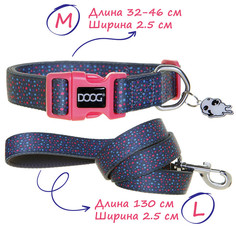 Ошейник для собак DOOG Marley, синий, M, 32-46см, 130х2.5см