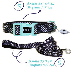 Ошейник для собак DOOG Pongo, черный, S, 23-34см, 120х1.5см