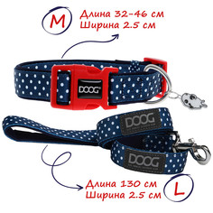 Ошейник для собак DOOG Stella, синий, M, 32-46см, 130х2.5см