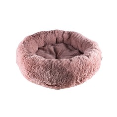 Лежак для животных FOXIE Fur Real 53х53х20см круглый из меха нежный розовый