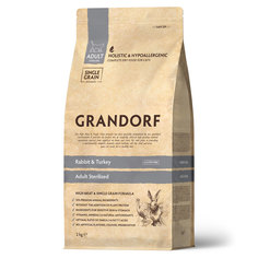 Сухой корм для кошек Grandorf, для стерилизованных, кролик, индейка, 2кг