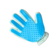 Перчатка для вычесывания шерсти животных Играй Гуляй, пуходерка, голубая