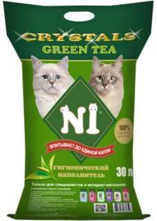 Наполнитель для кошачьего туалета №1 Crystals Green Tea силикагелевый, 30 л N1
