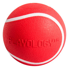 Игрушка для собак Playology Chew Ball жевательный мяч с пищалкой, говядина, красный, 6 см