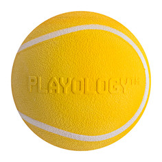 Игрушка для собак Playology Squeaky Chew жевательный мяч с пищалкой, курица, желтый, 6 см