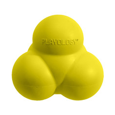 Игрушка для собак Playology Squeaky Ball хрустящий тройной мяч с пищалкой, курица, желтый
