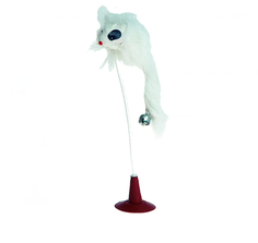 Игрушка для кошек Flamingo Мышь с колокольчиком, на присоске, 18.5 см