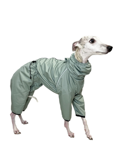 Дождевик-комбинезон для собак Монморанси, олива, серый, M1, длина спины 46 см