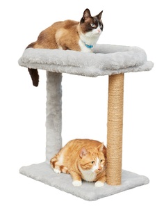 Когтеточка для кошек Бриси Вау Биг с бортиком, лежаком, 50 х 35 см, столбик 50 см, серый