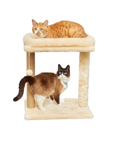 Когтеточка для кошек Бриси Вау Биг с бортиком, лежаком, 50 х 35 см, столбик 50 см, бежевый