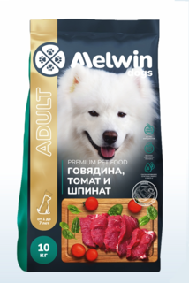 Корм сухой MELWIN для взрослых собак всех пород Премиум Говядина, томат и шпинат 10 кг
