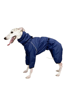 Дождевик - комбинезон для собак средних пород Монморанси, цвет т.синий,черный, М1