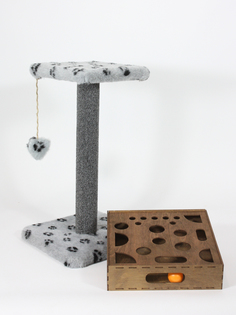 Когтеточка для кошек Меридиан с игрушкой, 55 см, серый Meridian