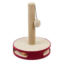 Когтеточка столбик для кошек PetTails Шустрик на подставке, основание - игрушка, бордо