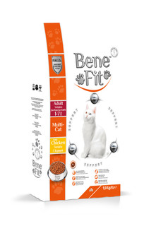 Сухой корм для взрослых кошек Benefit Feline Adult Mult-Cat Chicken с курицей, 1.5 кг