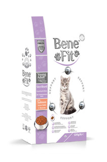 Сухой корм для кошек Benefit Feline Sterilised с лососем, для стерилизованных, 1.5 кг