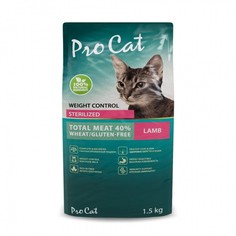 Сухой корм для кошек PRO CAT для стерилизованных, для поддержания веса, ягненок, 1.5 кг