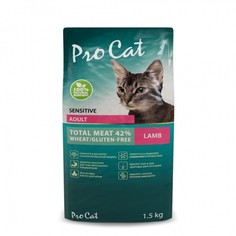 Сухой корм для кошек PRO CAT с чувствительным пищеварением, ягненок, 1.5 кг