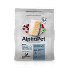 Сухой корм для кошек AlphaPet Monoprotein из белой рыбы, 400 г