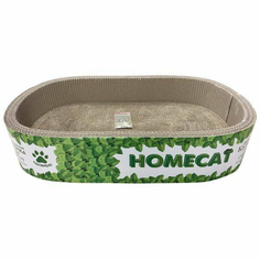 Когтеточка для кошек HOMECAT мятная из гофрокатона, овальная с бортами, 50 х 30 х 9 см