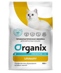 Сухой корм для кошек Organix Urinary диетический для взрослых, при МКБ, с курицей, 600 г