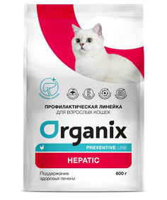 Сухой корм для кошек Organix Hepatic при заболеваниях печени, с курицей, 600 г