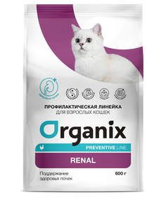 Сухой корм для кошек Organix Renal для взрослых, при заболеваниях почек, с курицей, 600 г