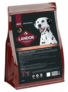 Сухой корм для собак Landor, для cредних и крупных пород, c индейкой и лососем, 3 кг