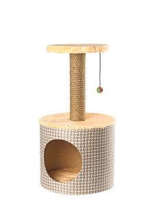 Домик для кошек White cat СД-32 В-1 с когтеточкой, бежевый, 37 x 37 x 34 см Белый Кот