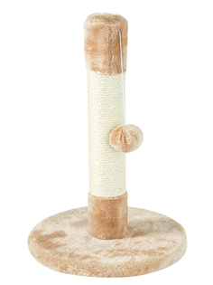 Когтеточка - столбик для кошек URM напольная, джут, искусственный мех, 46 см, персиковый